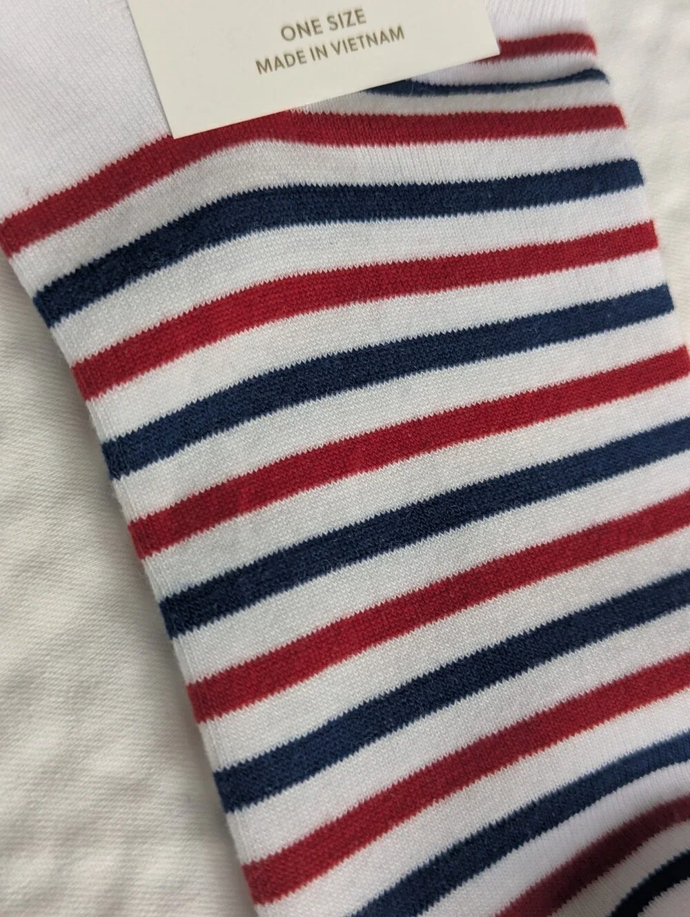 NWT J. Crew Women's Red White & Blue Striped Ankle Socks One Size
